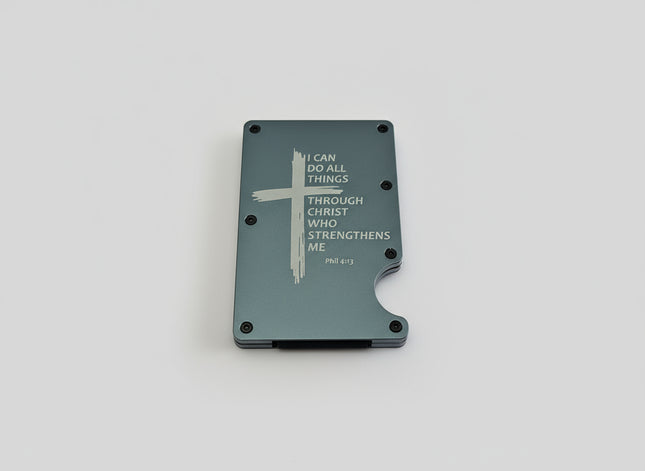 RFID Anodized Wallet - I Can Do All Things Through Christ