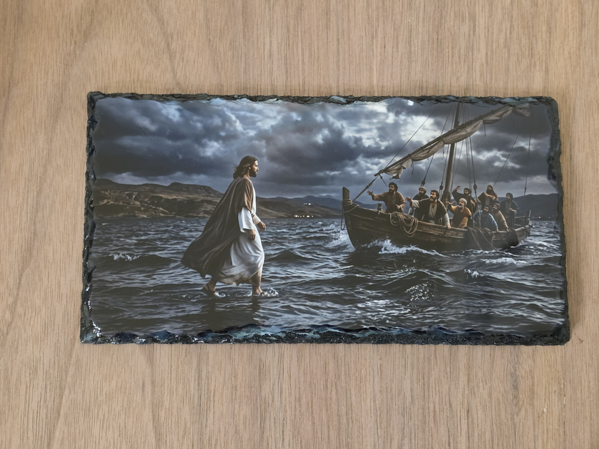 Jesus Walking on Water Rock Slate Decorative Display Piece