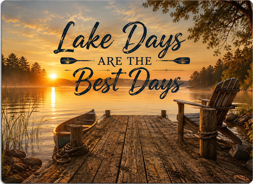 Lake Days Glass Cutting Board