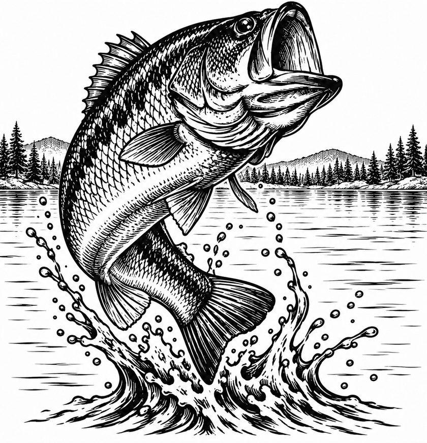 Large Mouth Bass Laser Engraved Steel Flask