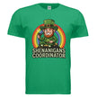 Shenanigans Coordinator St. Patrick’s Day shirt featuring leprechaun sitting on pot of gold with rainbow graphic